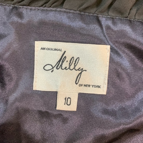 Milly Charcoal Elegant Ruffle Front Blouse size 10 - Picture 6 of 10